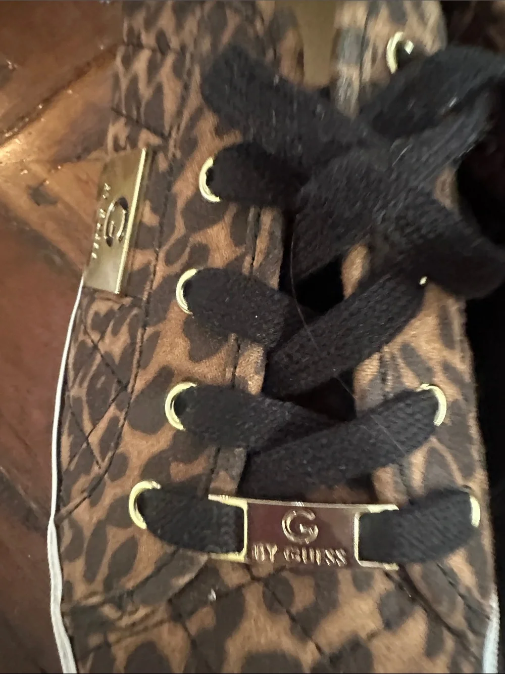 Guess Leopard-Print Lace-Up Sneakers in Brown and Black